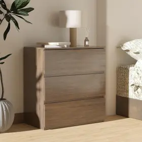 Walnut-3.1 Woodtalks 3 Drawer Dresser Wood Chest Drawers With Storage For Closet Bedroom