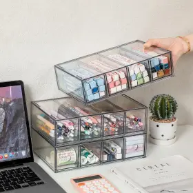 3ceng-4chou Wuhume 3-pack Stackable Acrylic Storage Drawers Desk Organizer Transparent Cosmetic