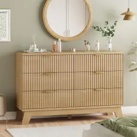Xixini 744759856012 Fluted Dresser For Bedroom With 6 Drawers 48 Inch Wide Modern Chest Of