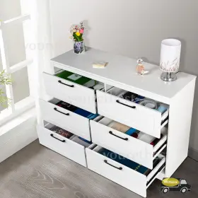 H3089 Yamissi White Chest Of Drawers Wood Storage Cabinet Organizer 6 Dresser Bedroom #2