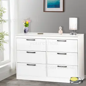 H3089 Yamissi White Chest Of Drawers Wood Storage Cabinet Organizer 6 Dresser Bedroom #3