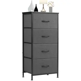Yangming 092733346524 4 Drawer Fabric Dresser For Bedroom Gray