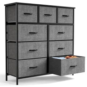 Yangming 313043188124 Fabric Storage Dresser With 9 Drawers Steel Frame And Wooden Top Bedroom Nurser