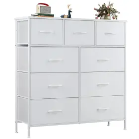 H01-3453-g2 Yanming #s01 Fabric Storage Dresser With 9 Drawers Steel Frame And Wooden Top - White