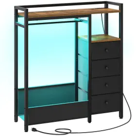 02udbr Yatiney Bedroom Dresser With Clothes Rack 4 Drawer Charging Station And