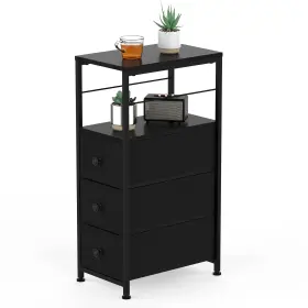 Ybing Nx4690-b1-1116 Narrow Dresser Side Table With 3 Fabric Drawers Slim Open Shel