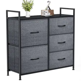 Yesker 840323961080 Dresser For Bedroom Storage Tower With 5 Drawers Fabric Bins Sturdy Metal Frame