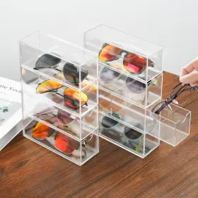 Ygfrsto 717023688794 2 Pack Desktop Organizers Of 8 Storage Drawers Clear Acrylic Glasses