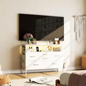 Yilqqper 696603320951 White Dresser For Bedroom Tv Stand With 6 Drawers #2