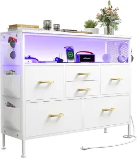 Yilqqper 696603320951 White Dresser For Bedroom Tv Stand With 6 Drawers