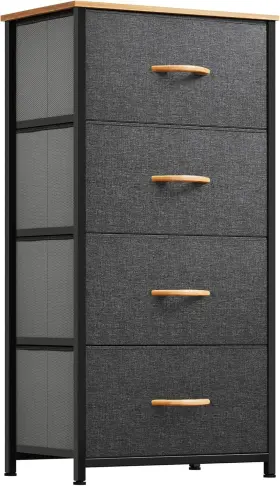 Ytfd0000 Yitahome 4-drawer Fabric Dresser - Grey Storage With Metal Frame And Wood Top