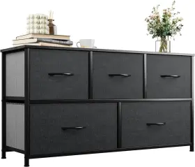 Ytfd0121 Yitahome 5-drawer Fabric Storage Tower With Steel Frame And Wooden Top
