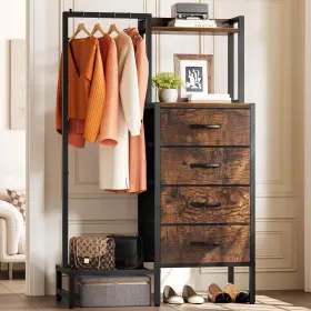 Dre-re-001 Yoobure Dresser With Hanging Rack - Small Closet 4 Fabric Storage Drawers 44 Inch H