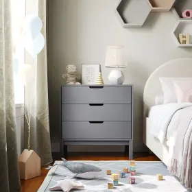 Mg-9007-1-3c-gy-gg Zmr Furniture Dallas Wooden 3-drawer Dresser For Bedroom Chest Of Drawers Kids In Gray