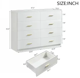 Gl-w1785p201163 Znts Modern White 8-drawer Dresser For Bedroom - Ample Storage Wide Chest Of #3