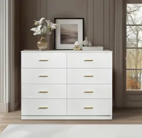 Gl-w1785p201163 Znts Modern White 8-drawer Dresser For Bedroom - Ample Storage Wide Chest Of