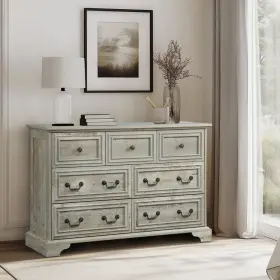 Gl-w1785p208362 Znts Farmhouse 7 Drawers Dresser For Bedroom Rustic Chest Of With #2