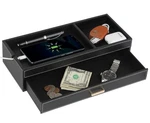 Hofferruffer Valet Jewelry Tray Organizer With Drawer, Faux Leather Black. Fixed Price $43.99.
