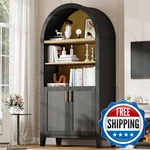 Infurnic Arched Cabinet Beech Wood Door 5-TIER Bookcase Farmhouse. Fixed Price $328.72.