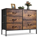Dresser 5 Drawer Fabric Chest Storage Rustic Brown Wood Grain Wlive Bedroom Wide. Fixed Price $89.99.