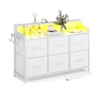 Leadpro Dresser For Bedroom 6 Drawers Led Tv Stand Chest Storage 5730002 - White. Fixed Price $90.55.