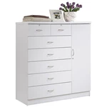 Hodedah 7 Chest With Locks On 2 Drawers And 1 Door In White Wood. Fixed Price $376.99.