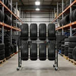 Adjustable Rolling Tire Storage Rack 2-TIER Heavy-duty Cart, Black. Fixed Price $85.99.