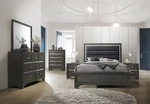 Kings Brand Furniture - Gray With Faux Leather Headboard Queen Size Bedroom Set. Fixed Price $1445.99.