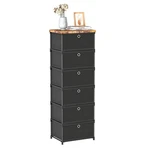 Lukytower Fabric Storage Drawers Chest Small Dresser, Black W/ 6. Fixed Price $96.24.