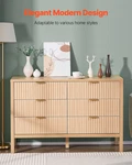 6 Fluted Drawer Dresser, Light Wood. Fixed Price $209.55.