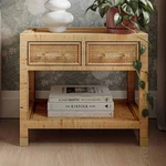 Tov Amara 25 1/4" Wide Natural Rattan 2-DRAWER Nightstand. Fixed Price $450.00.
