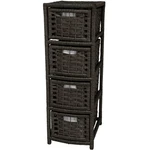 Oriental Furniture 32" Natural Fiber 15"D X 11.3"W 33"H (4 Drawers), Black. Fixed Price $121.19.
