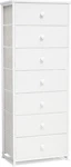 7-DRAWER Tall Dresser Vertical Fabric Storage Tower For Any Room White. Fixed Price $132.99.