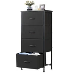 Dumos 4-DRAWER Nightstand With Removable Fabric Bins, Steel Frame Wood Top. Fixed Price $65.55.