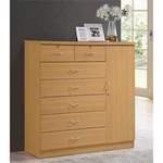 Hodedah 7 Chest With Locks On 2 Drawers And 1 Door In Beech Wood. Fixed Price $370.29.