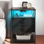 Aodk Night Stand With Charging Station, End Table For Bedroom Tall Black. Fixed Price $75.68.
