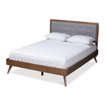 Baxton Studio Ines Mid-century Wood And Fabric King Platform Bed Light Gray. Fixed Price $564.99.