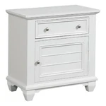 Benjara Jims 28" Nightstand- Single Door Drawer- Cup Handles- White Wood. Fixed Price $339.99.