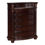 Benjara Sany 5 Drawers Wooden Chest W/ Engraved Details & Bun Feet- Cherry Brown. Fixed Price $1043.64.