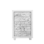Modern White Chest With 5 Faux Marble Detailed Front Drawer.. Fixed Price $663.96.