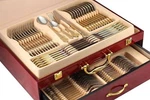 75 Piece Venezia Silverware Set For 12 And Wood Storage Chest - 18/10 Flatware. Fixed Price $249.99.