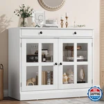 Garveehome 35.4 Sideboard Buffet Glass Door Storage. Fixed Price $246.91.