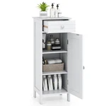 Costway Bathroom Floor Cabinet Storage Organizer Free-standing W/ Drawer White. Fixed Price $74.99.