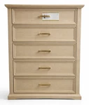 Abbyson Camille 35.5 X 18 52.5" Classic 5-DRAWER Wooden Chest Weathered Cream. Fixed Price $250.00.