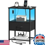 Somdot Nightstand W/charging Station & Led; Bedside Table. Fixed Price $48.22.