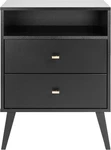 Prepac Milo Mid Century Modern 2 Drawer Tall Nightstand In Black New Box. Fixed Price $47.00.
