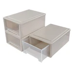 Neadas Plastic Stacking Storage Drawer Unit, 3 Small (6 Quart), Beige. Fixed Price $46.99.