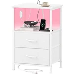 Somdot White Nightstand With Charging Station Led Light For Bedroom, 2 Dr.... Fixed Price $49.79.