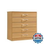 Hodedah 5 Wood Dresser For Bedroom Chest Of Drawers Metal Rails. Fixed Price $286.60.