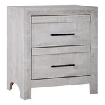 Benjara Bisca Nightstand- Drawers- Black Handles- Light Gray Wood- 27 Inch. Fixed Price $234.28.